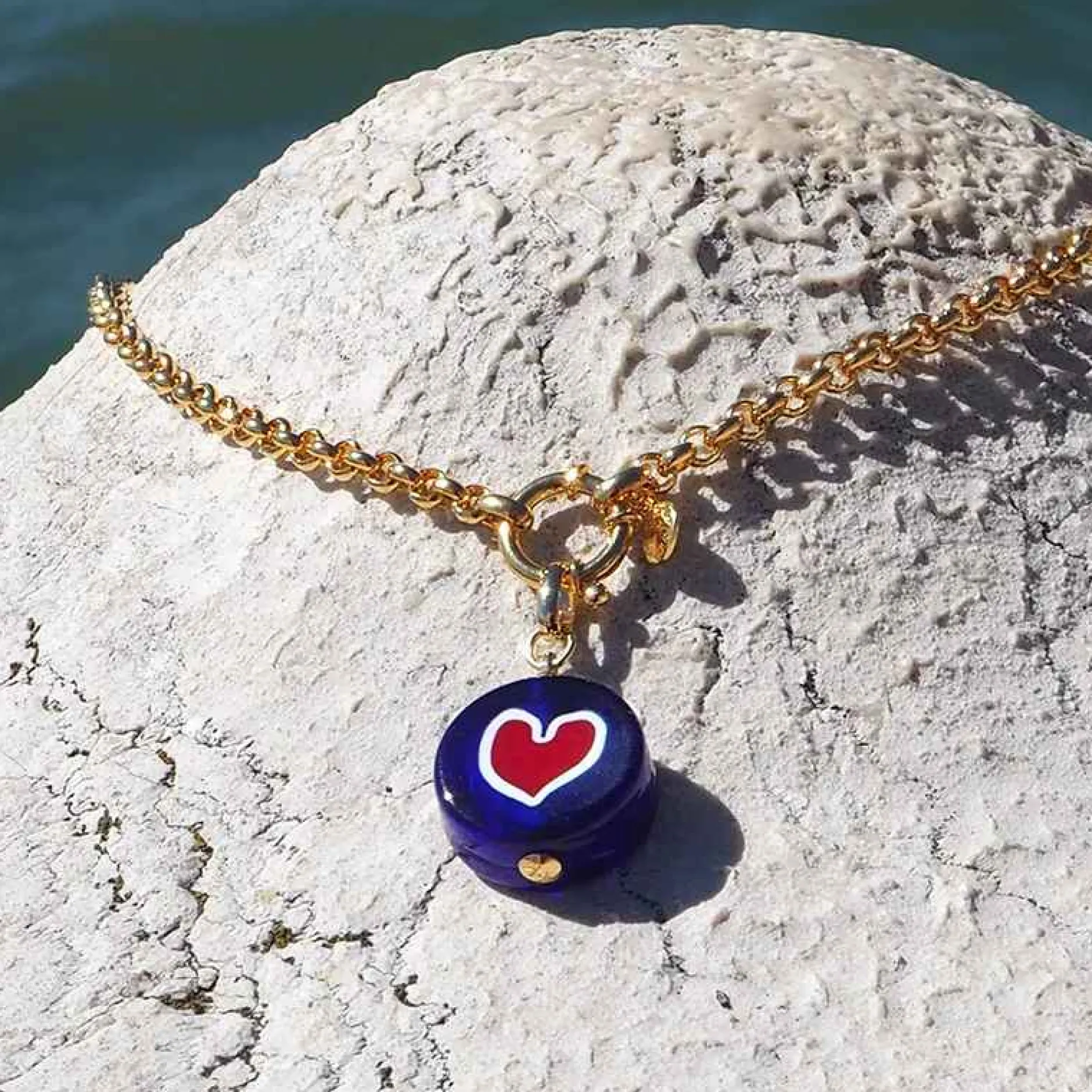 Lido Necklace - Blue - Heart Red^Amourrina Clearance