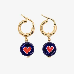Schiona Earrings Medium - Blue - Heart Red^Amourrina