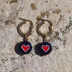 Schiona Earrings Medium - Blue - Heart Red^Amourrina