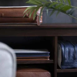 Leather Inserts Tie-Case - Tan^Battistoni