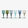 Set Of 6 Glasses Assorted Shapes Texture Nuances Blue Green - White Wine^Bitossi Home Online