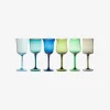 Set Of 6 Glasses Assorted Shapes Nuances Blue Green - Red Wine^Bitossi Home Online