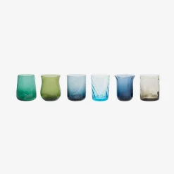 Set Of 6 Tumbler Assorted Shapes Texture Nuances Blue Green^Bitossi Home New