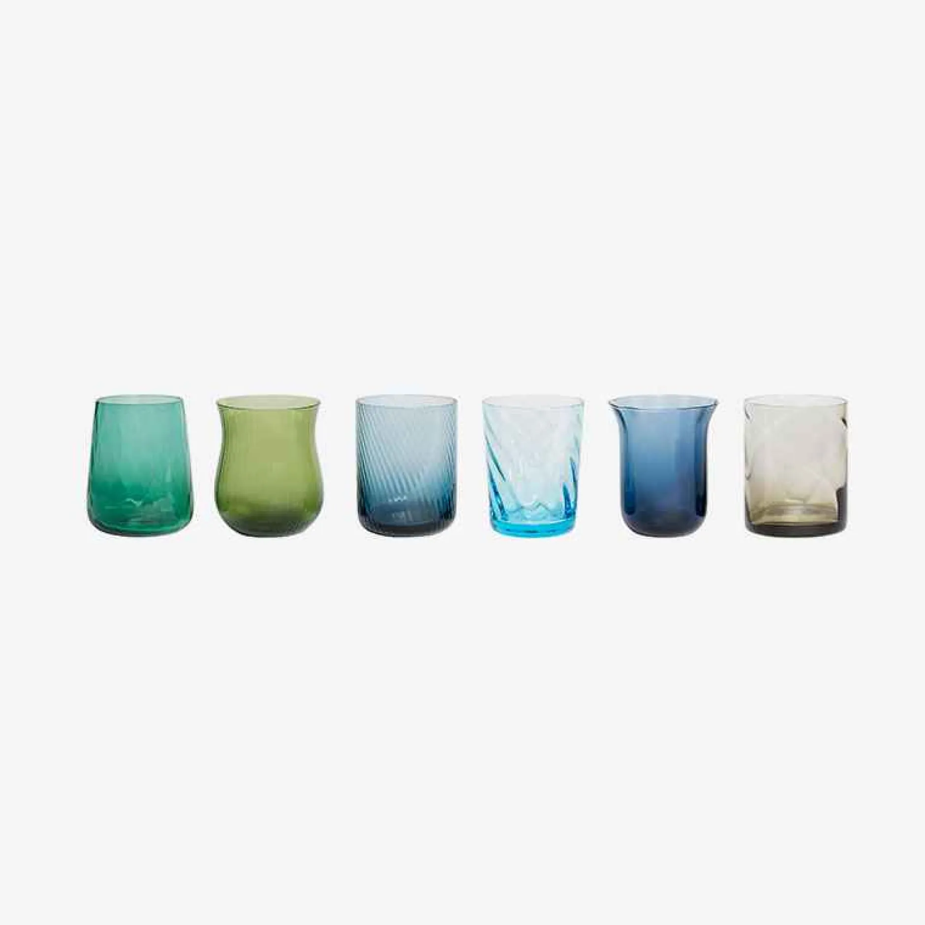 Set Of 6 Tumbler Assorted Shapes Texture Nuances Blue Green^Bitossi Home New