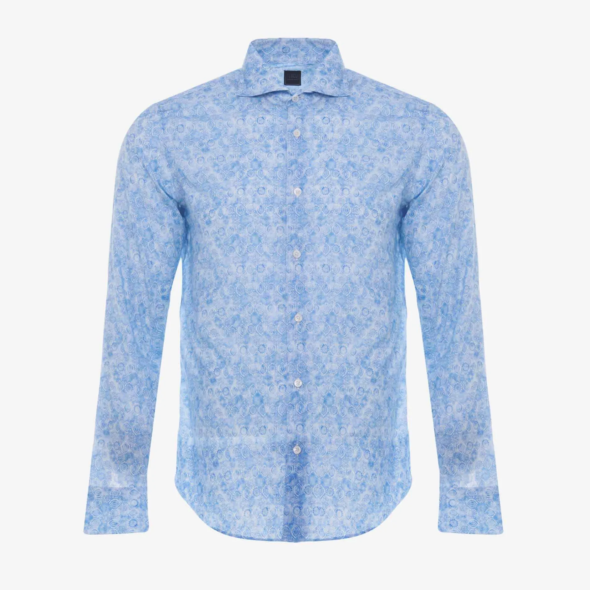 Fedeli Light Blue Sean Shirt With Paisley Print