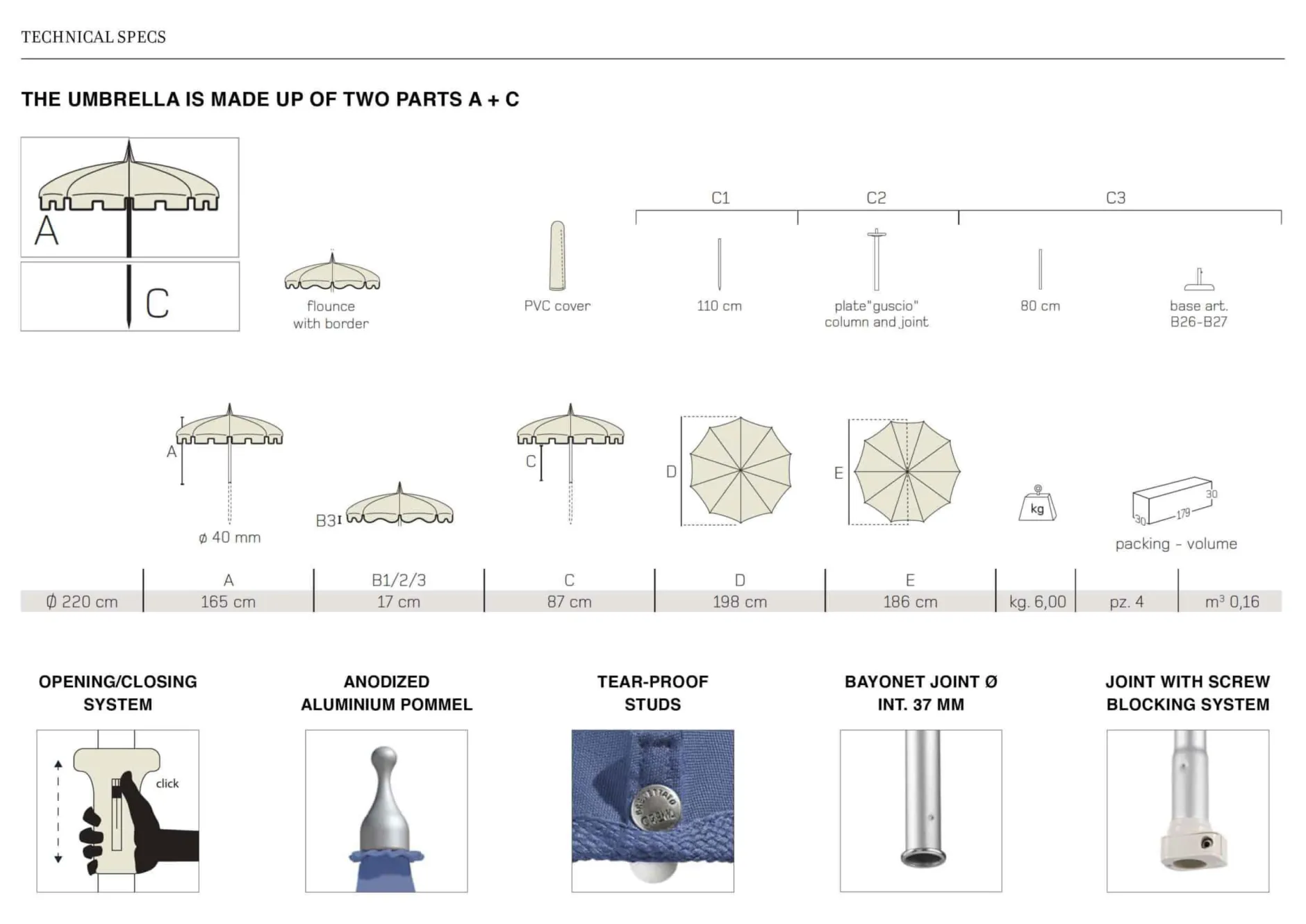Ombrellone Visconti Ecru - Made To Order^ISSIMO Sale