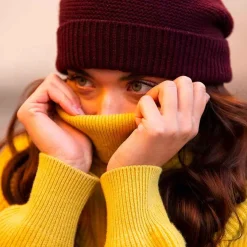 Pure Cashmere Fisherman'S Rib Hat Wine Red^ISSIMO