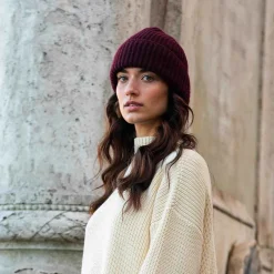 Pure Cashmere Fisherman'S Rib Hat Wine Red^ISSIMO
