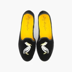 X Allagiulia Artisanal Black Velvet Loafers With Embroidery^ISSIMO Online