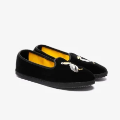 X Allagiulia Artisanal Black Velvet Loafers With Embroidery^ISSIMO Online