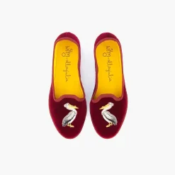 X Allagiulia Artisanal Burgundy Velvet Embroidery Loafers^ISSIMO Best