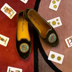 X Allagiulia Green Velvet Loafers With Embroidery^ISSIMO Sale