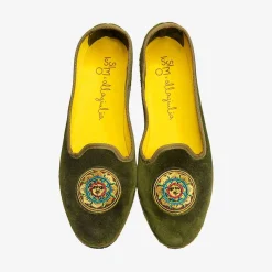 X Allagiulia Green Velvet Loafers With Embroidery^ISSIMO Sale