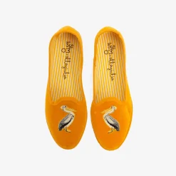 X Allagiulia Mustard Velvet Loafers With Pellican Embroidery^ISSIMO New