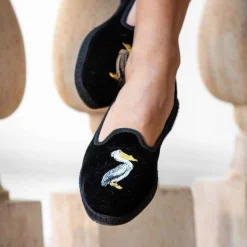 X Allagiulia Petrolium Blue Velvet Loafers With Pellican Embroidery^ISSIMO Discount