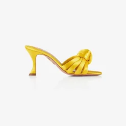 X Aquazzura Mule 75 Satin - Sunshine Yellow^ISSIMO Hot