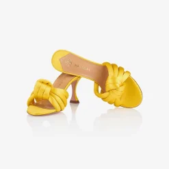 X Aquazzura Mule 75 Satin - Sunshine Yellow^ISSIMO Hot