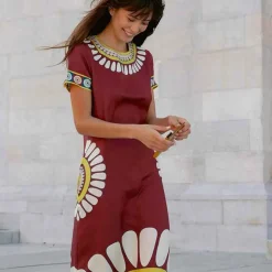 X La Doublej Swing Dress - Bordeaux Solar Placee^ISSIMO Clearance