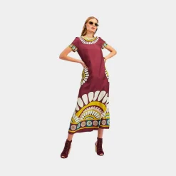 X La Doublej Swing Dress - Bordeaux Solar Placee^ISSIMO Clearance