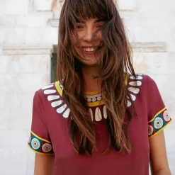 X La Doublej Swing Dress - Bordeaux Solar Placee^ISSIMO Clearance