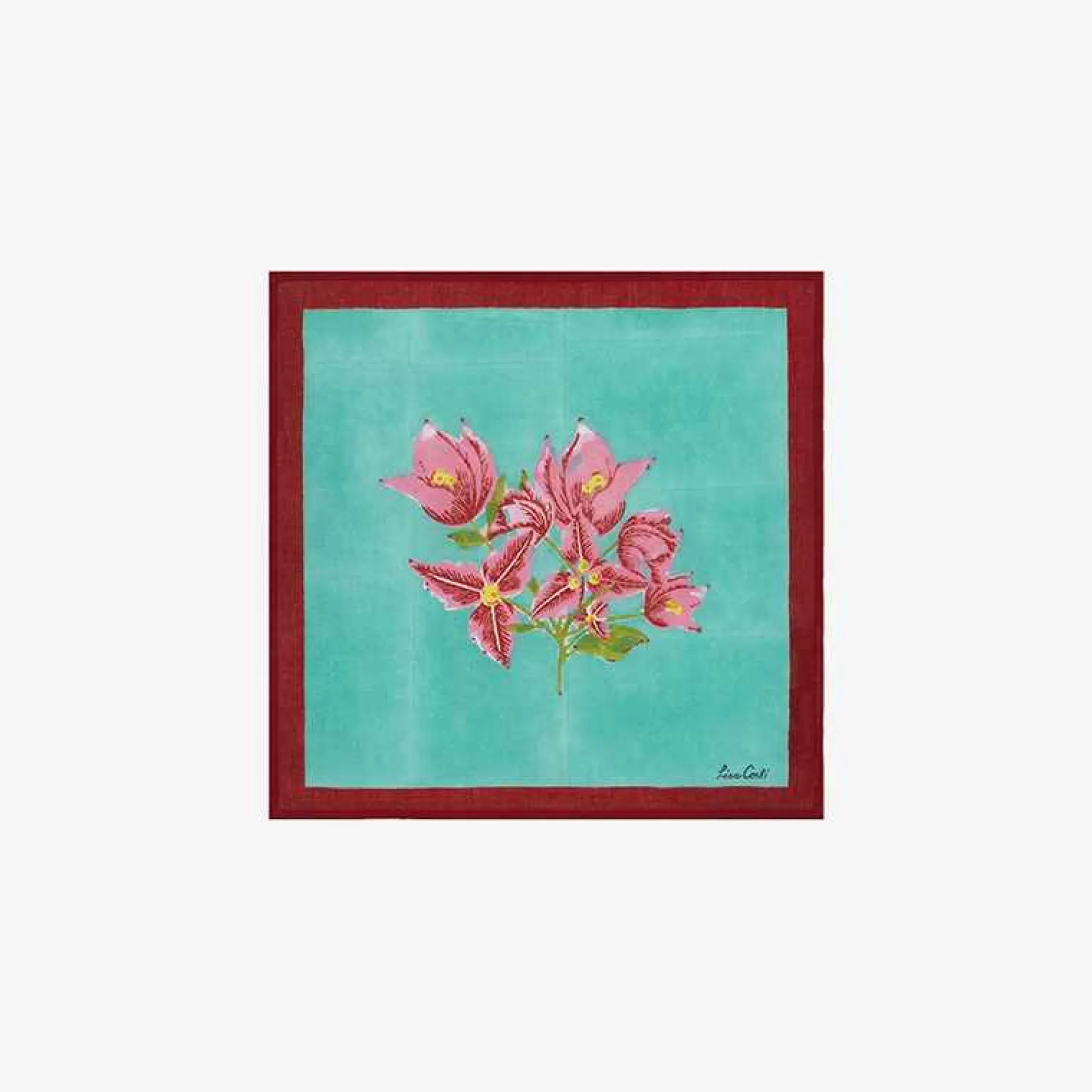 X Lisa Corti Bougainvillea White Veronese Stripes Napkin^ISSIMO