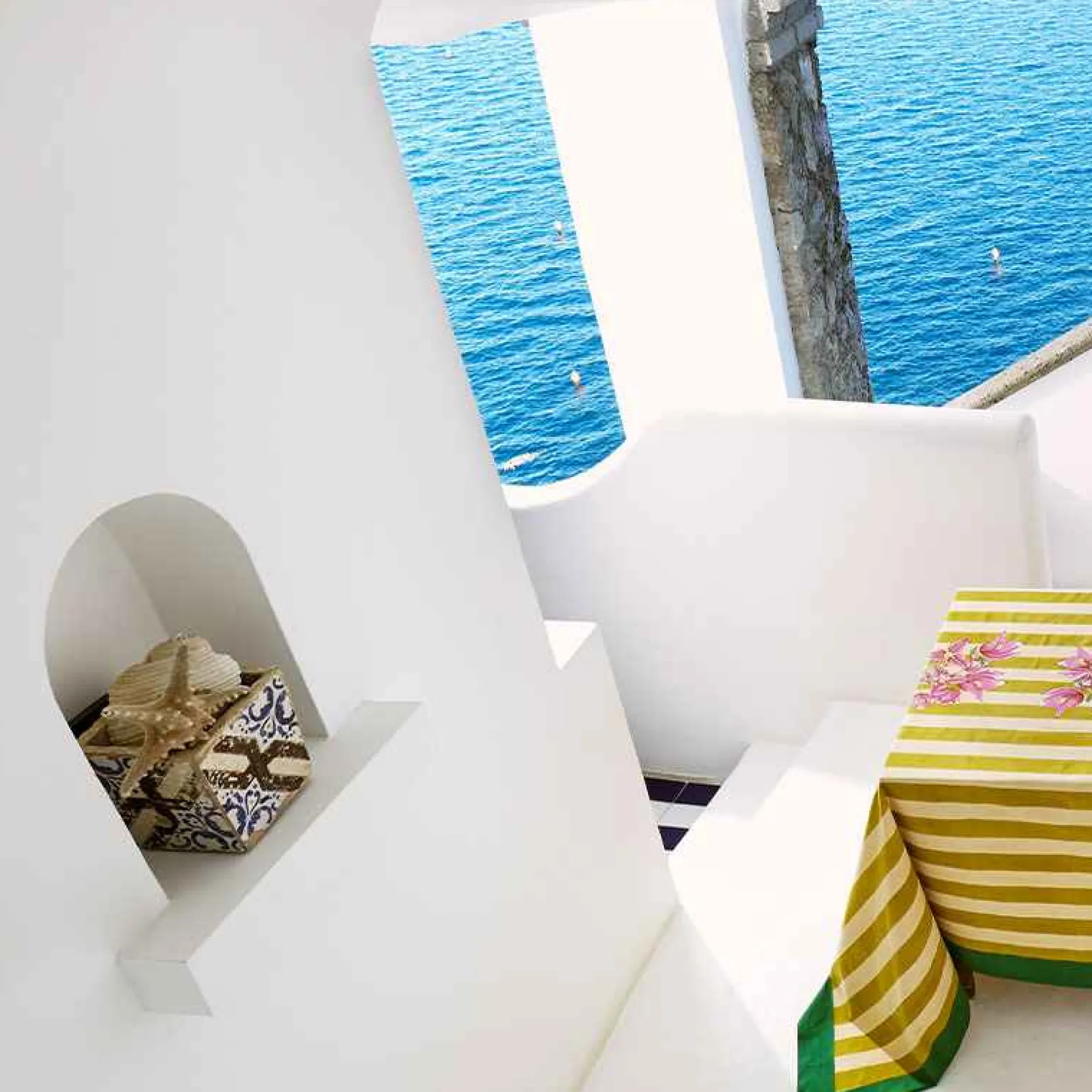 ISSIMO X Lisa Corti Bougainvillea Mustard Stripes Tablecloth