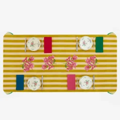 ISSIMO X Lisa Corti Bougainvillea Mustard Stripes Tablecloth