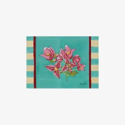 X Lisa Corti Bougainvillea White Veronese Stripes Placemat^ISSIMO Hot