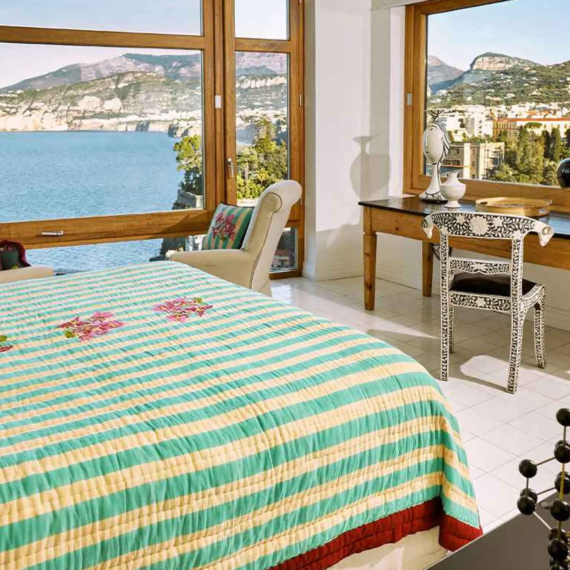 X Lisa Corti Bougainvillea White Veronese Stripes Quilt^ISSIMO Discount