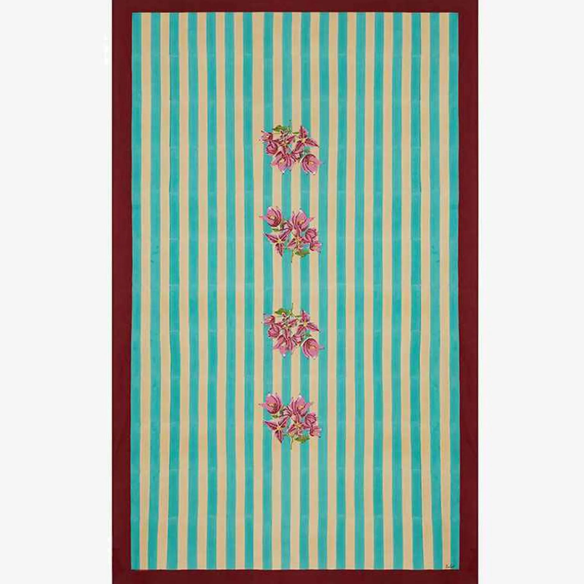 X Lisa Corti Bougainvillea White Veronese Stripes Table Cover^ISSIMO Discount
