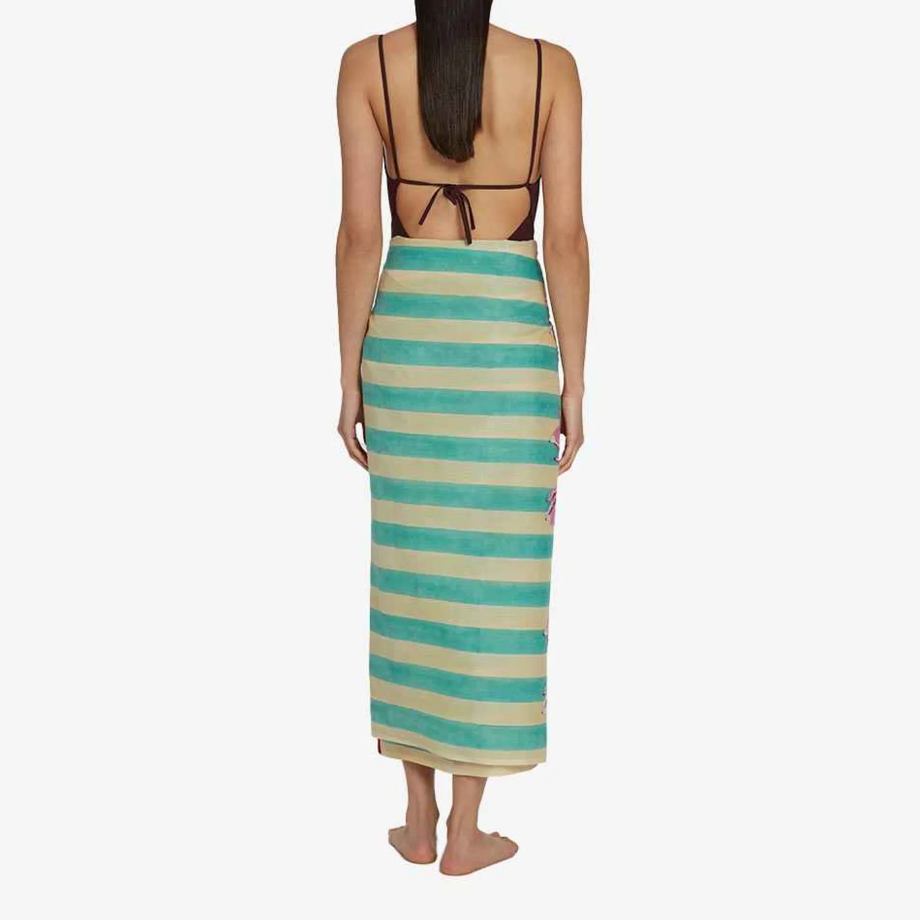 ISSIMO X Lisa Corti Bouganville White Veronese Stripes Sarong