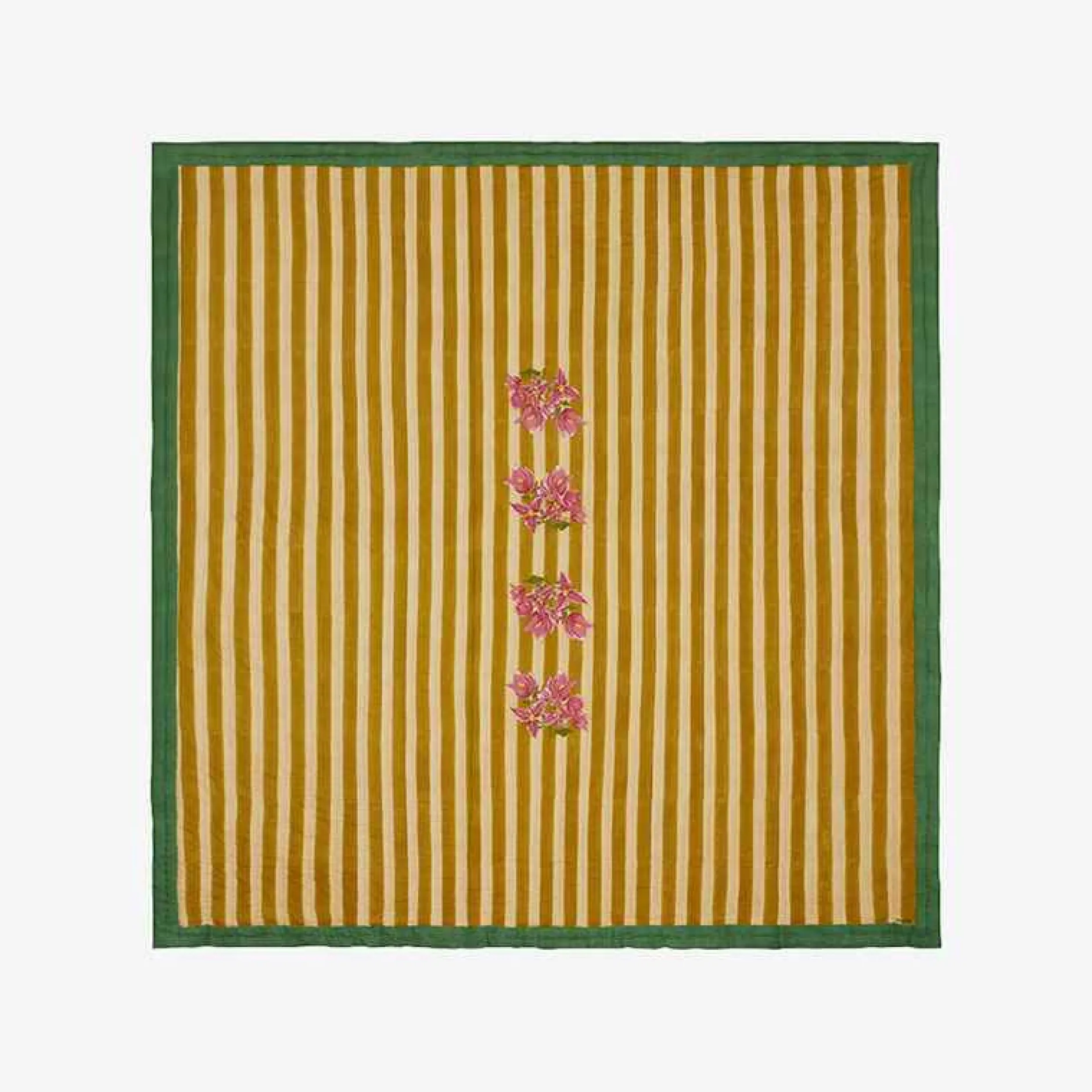 X Lisa Corti Bougainvillea Mustard Stripes Quilt^ISSIMO New