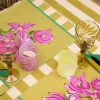 X Lisa Corti Bougainvillea Mustard Stripes Square Tablecloth^ISSIMO Hot