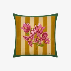 X Lisa Corti Bougainvillea Mustard Stripes Pillow^ISSIMO Online