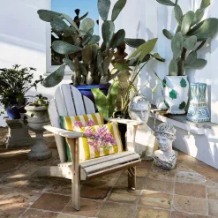 X Lisa Corti Bougainvillea Mustard Stripes Pillow^ISSIMO Online