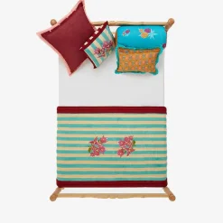 X Lisa Corti Bougainvillea White Veronese Stripes Junior Quilt^ISSIMO Sale