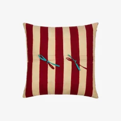 X Lisa Corti Bougainvillea White Veronese Stripes Pillow^ISSIMO Online
