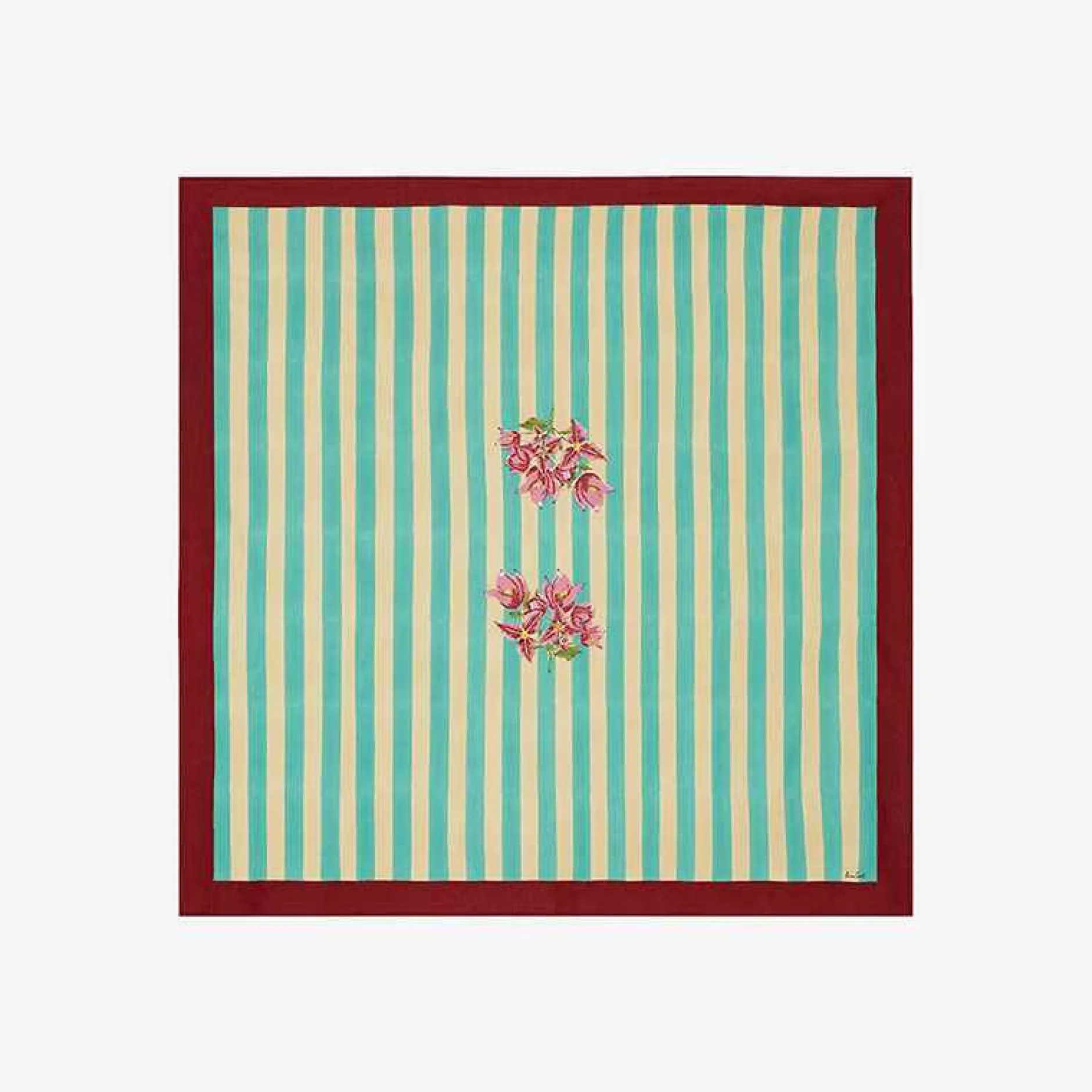 X Lisa Corti Bougainvillea White Veronese Stripes Square Tablecloth^ISSIMO Best