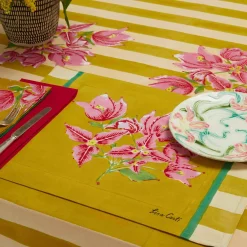 ISSIMO X Lisa Corti Bougainvillea Mustard Stripes Placemat