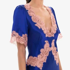 X Loretta Caponi Monica Short Sleeve Dress Blue^ISSIMO