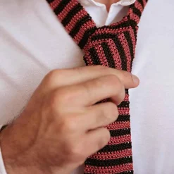 X Schostal Bicolour Striped Knitted Silk Tie^ISSIMO