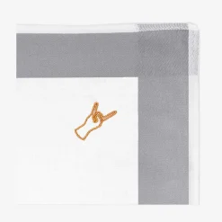 X Schostal Handkerchief With Corna Embroidery - Grey^ISSIMO Hot