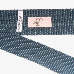 X Schostal Polka Dot Knitted Silk Tie - Navy^ISSIMO Hot