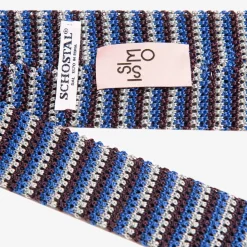 X Schostal Striped Knitted Silk Tie - Multicolor Blue^ISSIMO Clearance