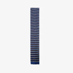 X Schostal Striped Knitted Silk Tie - Multicolor Blue^ISSIMO Clearance