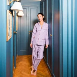 X Schostal Unisex Striped Pyjama-Purple&White^ISSIMO Discount