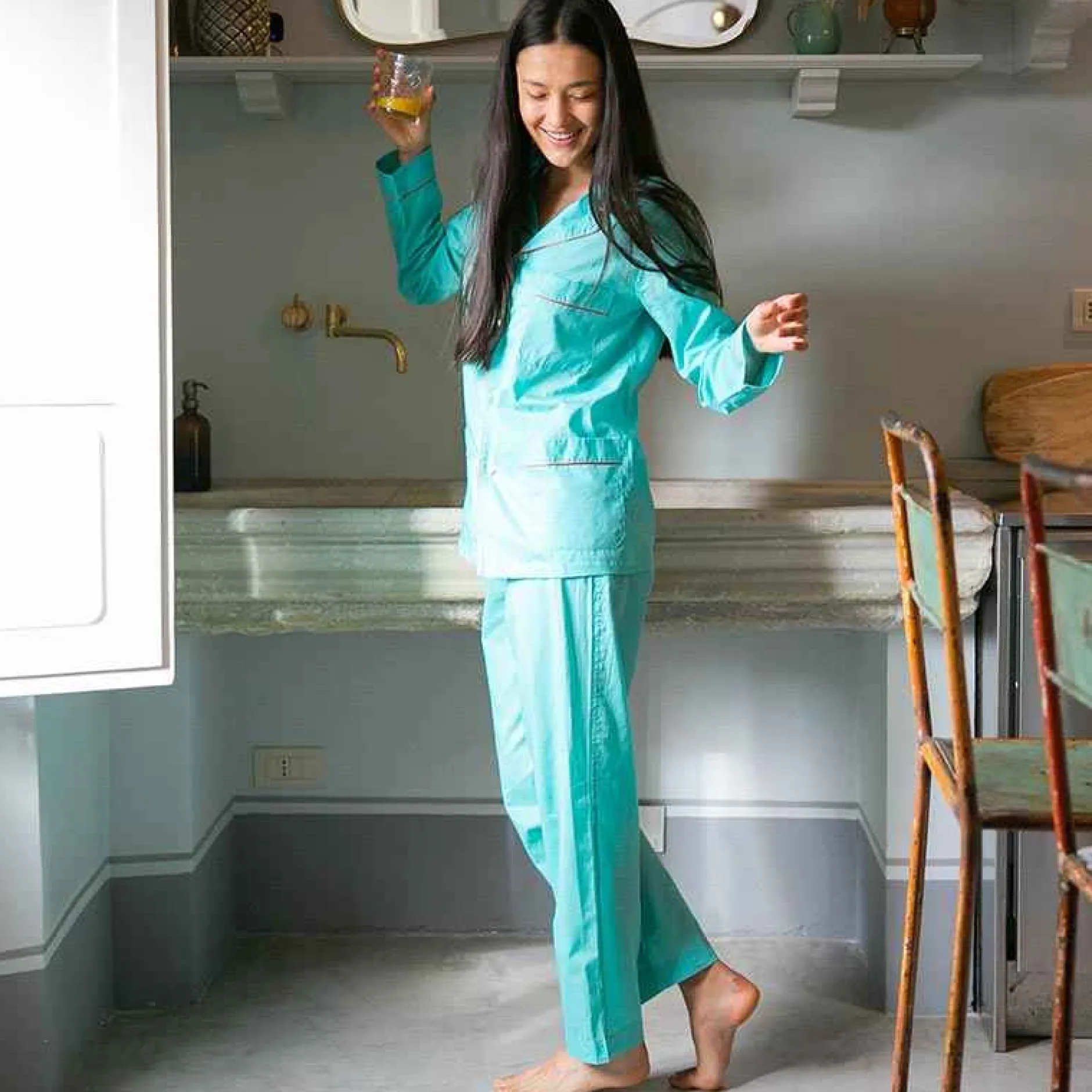 X Schostal Unisex Pyjama - Turquoise & Orange^ISSIMO Clearance