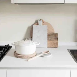 Marmolove Cutting Board In White Carrara Marble And Leather Lace