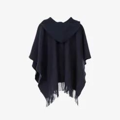 - Fringed Poncho Dark Blue^Officina Del Poggio New