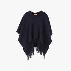 - Fringed Poncho Dark Blue^Officina Del Poggio New